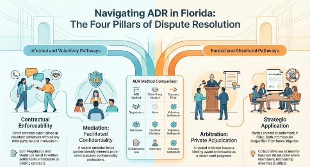 The 4 Main Types of ADR: Negotiation, Mediation, Arbitration, Collaborative Law